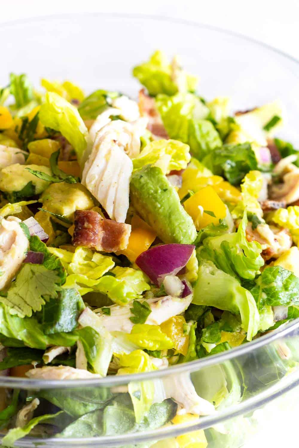 Close-up image of Chicken Avocado Salad mixed together
