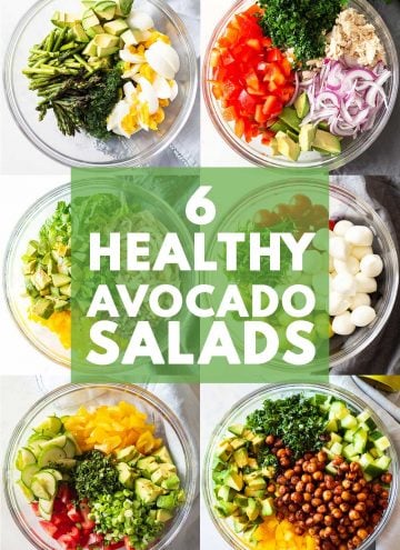 6 Avocado Salads all on one photo collage