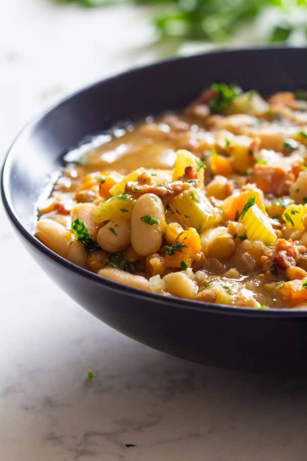 Texture of Instant Pot Lentil Soup Zoomed in. How To Make the Best Instant Pot Lentil Soup